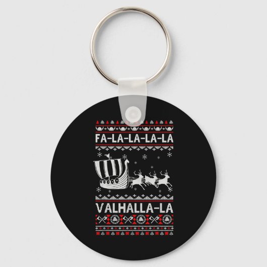 Fa La La Valhalla Vikingschip Kerstmis Xmas Lelijk Sleutelhanger (Voorkant)