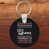 Fa La La Valhalla Vikingschip Kerstmis Xmas Lelijk Sleutelhanger (Voorkant)