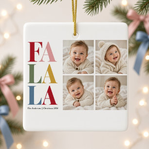 Fa La La Vier Foto Baby Kerst Ornament