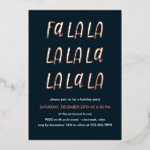 Fa la la | Vrijdag kerstfeestdag ROOS GOLD Folie Uitnodiging (Voorkant)