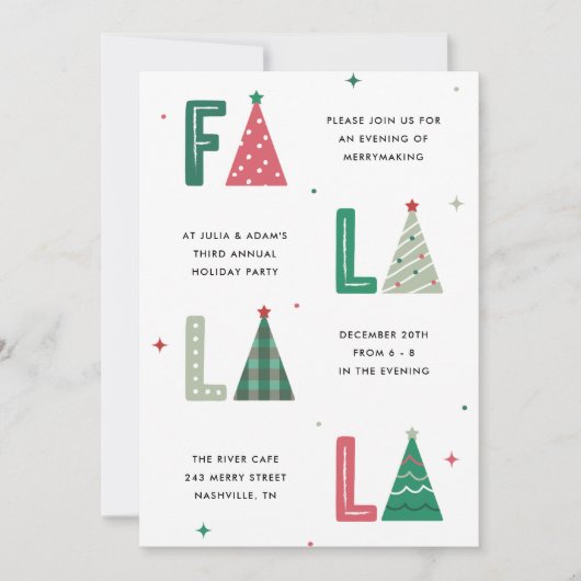 Fa La La Whimsical Kerstfeest Kaart (Voorkant)