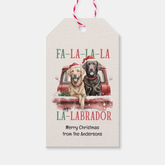 FA LA LABRADOR HOND KERSTMIS HARIG CADEAULABEL (Voorkant)