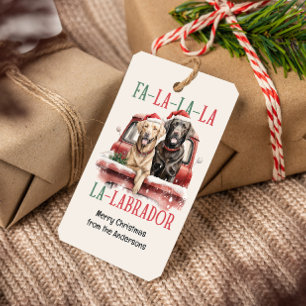 FA LA LABRADOR HOND KERSTMIS HARIG CADEAULABEL
