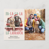 FA LA LABRADOR HOND RODE VRACHTWAGEN HARIG KERSTFE FEESTDAGENKAART (Voorkant)