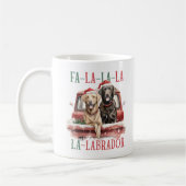 FA LA LABRADOR HOND RODE VRACHTWAGEN HARIG KERSTFE KOFFIEMOK (Links)