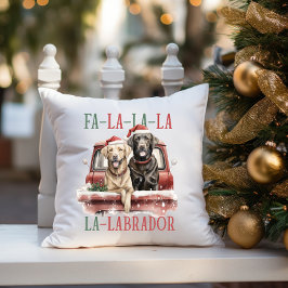 FA LA LABRADOR HOND RODE VRACHTWAGEN HARIG KERSTFE KUSSEN