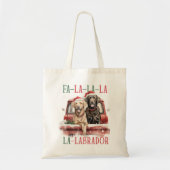 FA LA LABRADOR HOND RODE VRACHTWAGEN HARIG KERSTFE TOTE BAG (Voorkant)