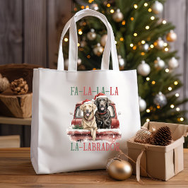 FA LA LABRADOR HOND RODE VRACHTWAGEN HARIG KERSTFE TOTE BAG