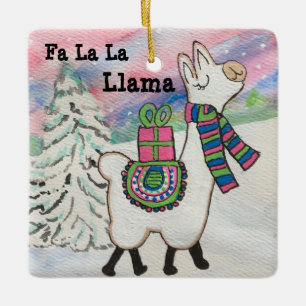 Fa La Llama Cute Kerstmis Keramisch Ornament