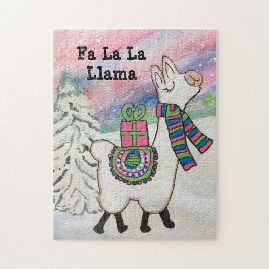 Fa La Llama Cute Modern Kerstmis Legpuzzel (Verticaal)