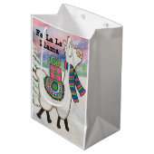 Fa La Llama Cute Modern Kerstmis Medium Cadeauzakje (Voorkant Gekanteld)