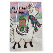 Fa La Llama Cute Modern Kerstmis Medium Cadeauzakje (Voorkant)