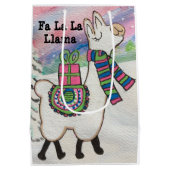 Fa La Llama Cute Modern Kerstmis Medium Cadeauzakje (Achterkant)