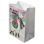 Fa La Llama Cute Modern Kerstmis Medium Cadeauzakje (Achterkant Gekanteld)