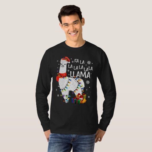 Fa La Llama Funny Kerstmis T-shirt (Voorkant volledig)
