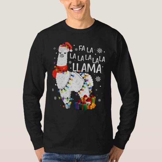Fa La Llama Funny Kerstmis T-shirt (Voorkant)