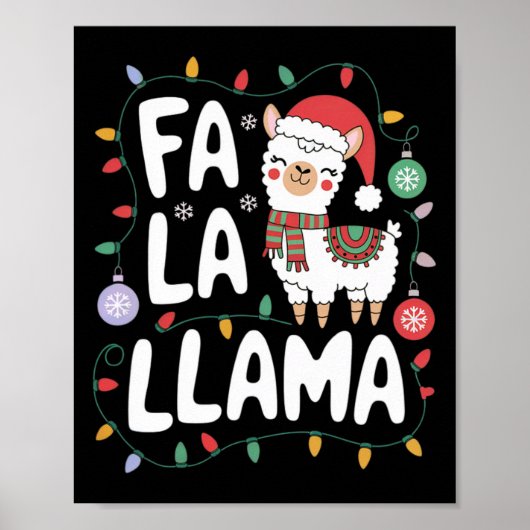 Fa La Llama Grappige Kerstverlichting Vakantie Lla Poster (Voorkant)