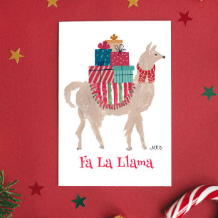 Fa La Llama Handgeïllustreerde Vouw Kerstkaart Feestdagen Kaart