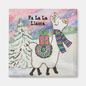 Fa La Llama Happy Funny Kerstmis Magneet (Voorkant)