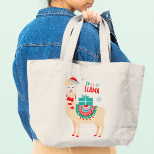 Fa La Llama Kerst Schattige Feestelijk Grote Tote Bag