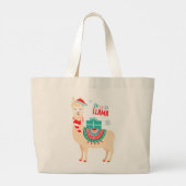 Fa La Llama Kerst Schattige Feestelijk Grote Tote Bag (Achterkant)