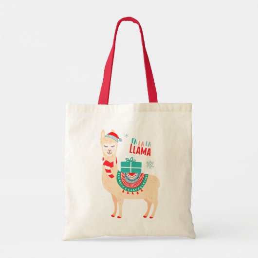 Fa La Llama Kerst Schattige Feestelijk Tote Bag (Achterkant)