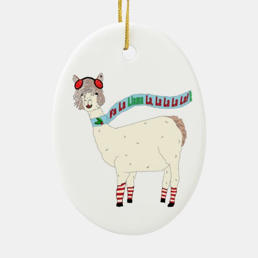 Fa La Llama La Kersta Keramisch Ornament (Achterkant)
