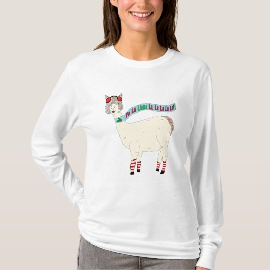 Fa La Llama La Kerstdesign T-shirt (Voorkant)
