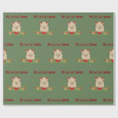 Fa La Llama over Groen Cadeaupapier (Vlak)