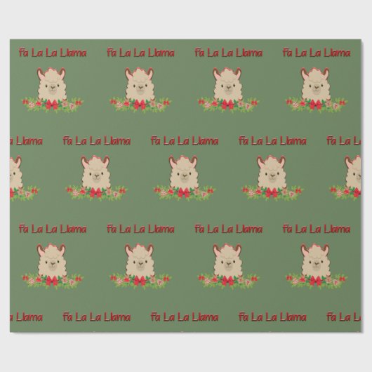 Fa La Llama over Groen Cadeaupapier (Vlak)