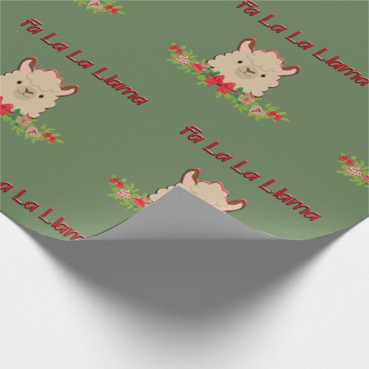 Fa La Llama over Groen Cadeaupapier (Hoek)