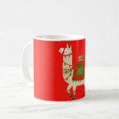 Fa La Llama Red Kerstmis gepersonaliseerd Koffiemok (Voorkant links)