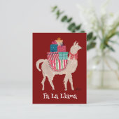 Fa La Llama Schattigee gepersonaliseerde dierlijke Feestdagenkaart (Staand voorkant)