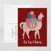 Fa La Llama Schattigee gepersonaliseerde dierlijke Feestdagenkaart (Voorkant / Achterkant)
