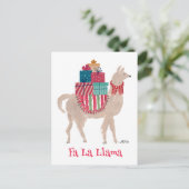 Fa La Llama Schattigee gepersonaliseerde dierlijke Feestdagenkaart (Staand voorkant)