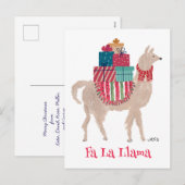 Fa La Llama Schattigee gepersonaliseerde dierlijke Feestdagenkaart (Voorkant / Achterkant)