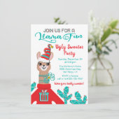 Fa la Llama Ugly kerstSweater Party Kaart (Staand voorkant)
