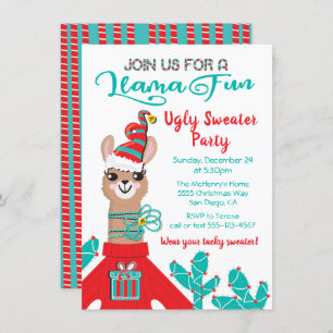 Fa la Llama Ugly kerstSweater Party Kaart