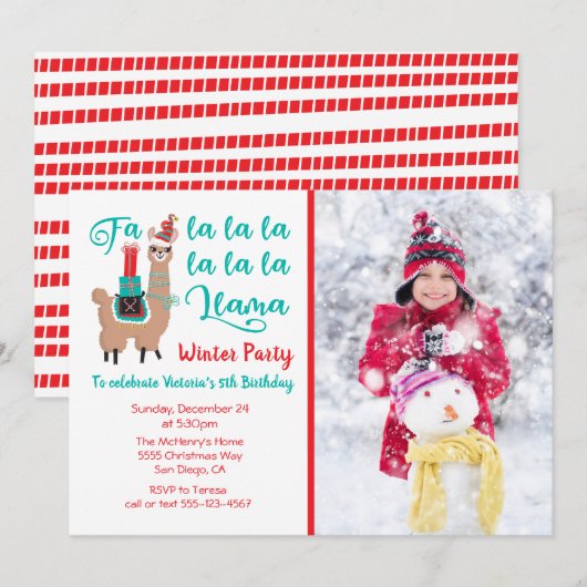 Fa la Llama Winter Kerstfeest Feestdagenkaart (Voorkant / Achterkant)