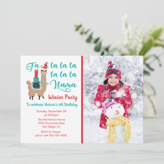 Fa la Llama Winter Kerstfeest Feestdagenkaart (Staand voorkant)