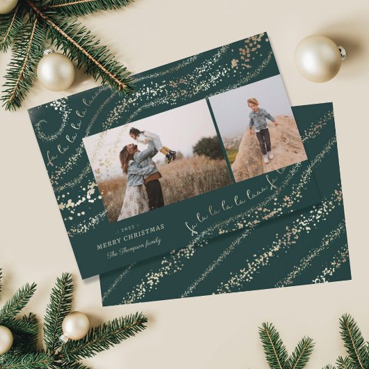 Fa La Magical Gold Christmas Carol Two Photo Feestdagenkaart