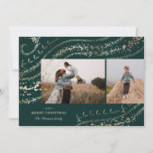 Fa La Magical Gold Christmas Carol Two Photo Feestdagenkaart (Voorkant)