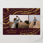 Fa La Magical Gold Christmas Carol Two Photo Folie Feestdagenkaart (Voorkant)