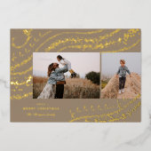 Fa La Magical Gold Christmas Carol Two Photo Folie Feestdagenkaart (Voorkant)