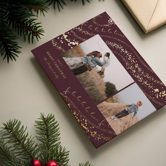 Fa La Magical Gold Christmas Carol Two Photo Folie Feestdagenkaart