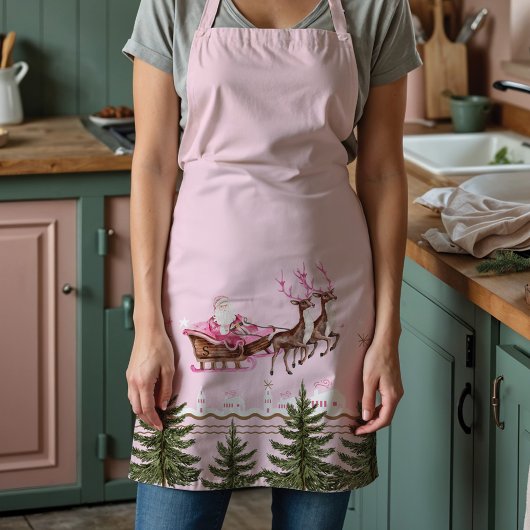 Fa La Merry Pink Christmas Santa Seligh Reindeer Schort