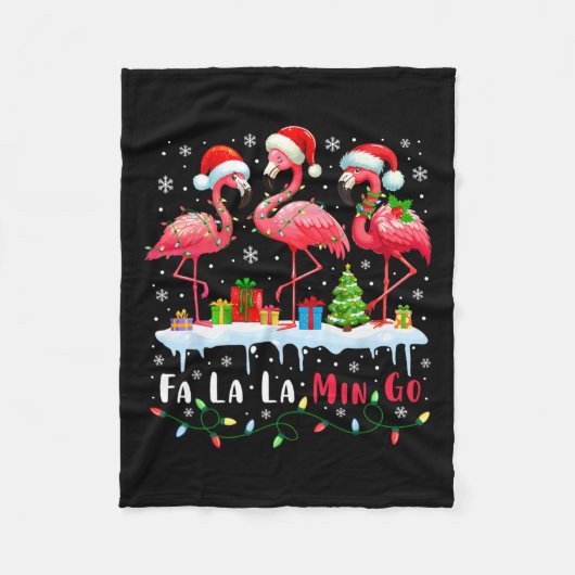 Fa La Mingo Flamingo Kerst Tropische Kerstboom Fleece Deken (Voorkant)