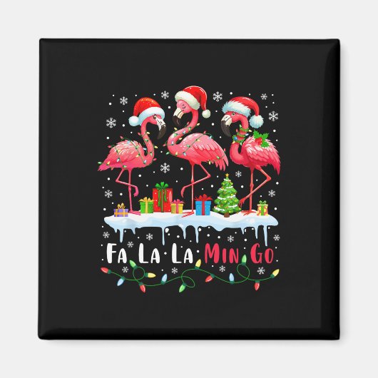 Fa La Mingo Flamingo Kerst Tropische Kerstboom Magneet (Voorkant)