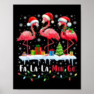 Fa La Mingo Flamingo Kerst Tropische Kerstboom Poster