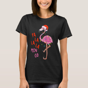 Fa La Mingo Flamingo Kerst Tropische Kerstboom T-shirt
